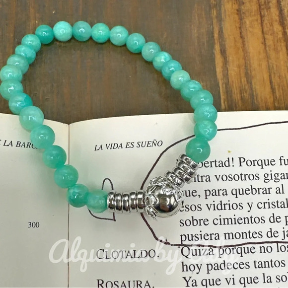 Green 6mm amazonite beaded bracelet for stacking colorful - Picture 1 of 5